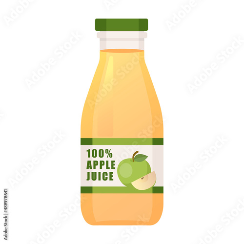green apple juice glass bottle cartoon vector illustration isolated object