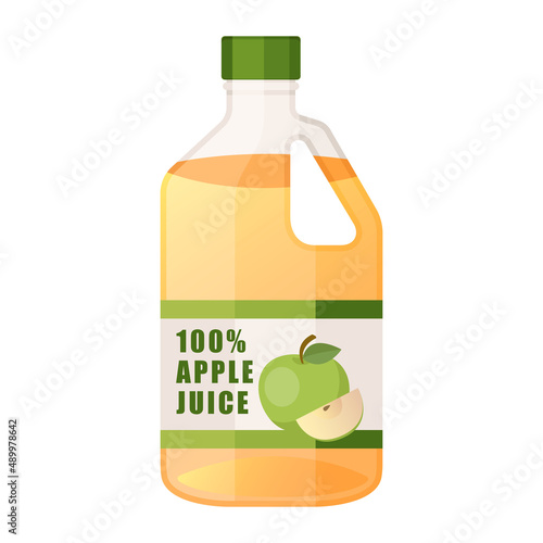 green apple juice plastic bottle cartoon vector illustration isolated object