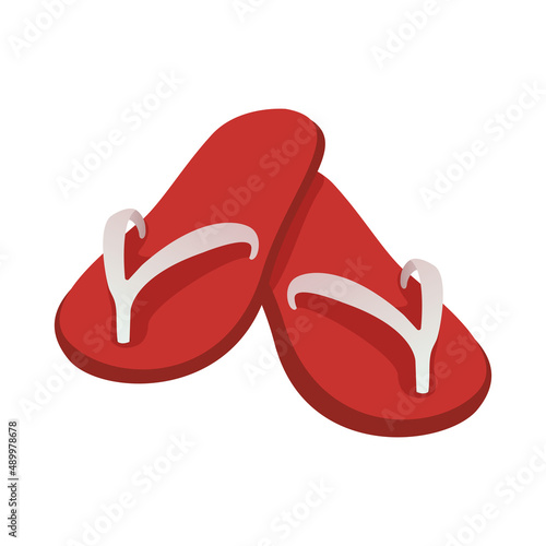 red slippers summer flip flops cartoon vector illustration isolated object