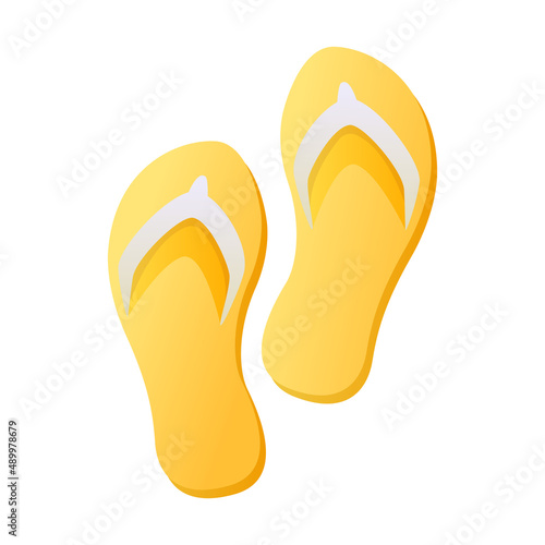 yellow slippers summer flip flops cartoon vector illustration isolated object