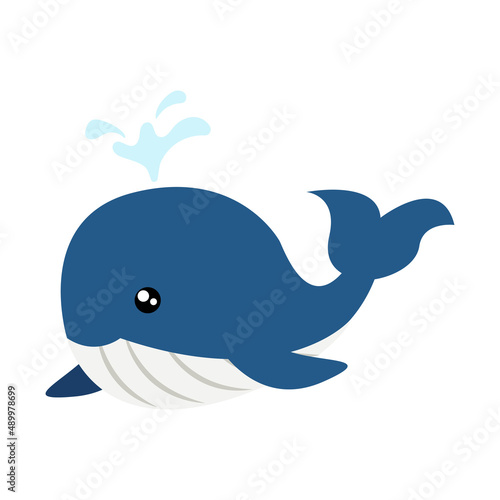 whale cartoon vector illustration isolated object