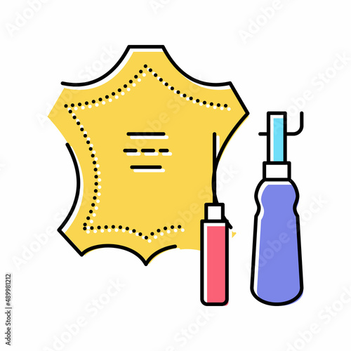 leatherworking material color icon vector isolated illustration