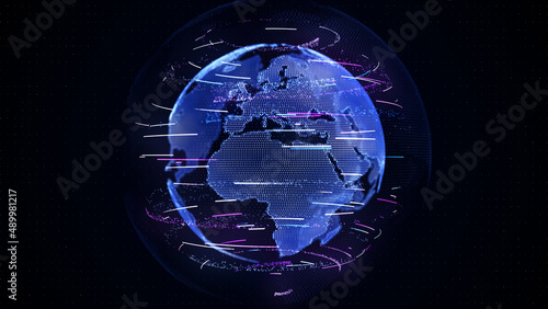 Big data global network, Digital data social future technology business abstract background 3d rendering