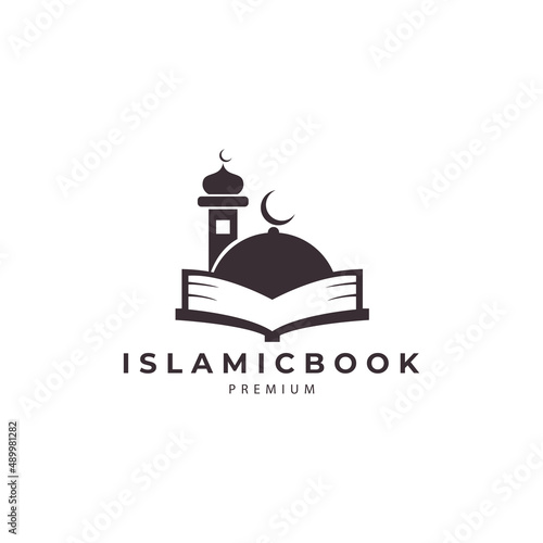 Mosque Islamic Knowledge Book dome Muslim logo vector icon symbol illustration design