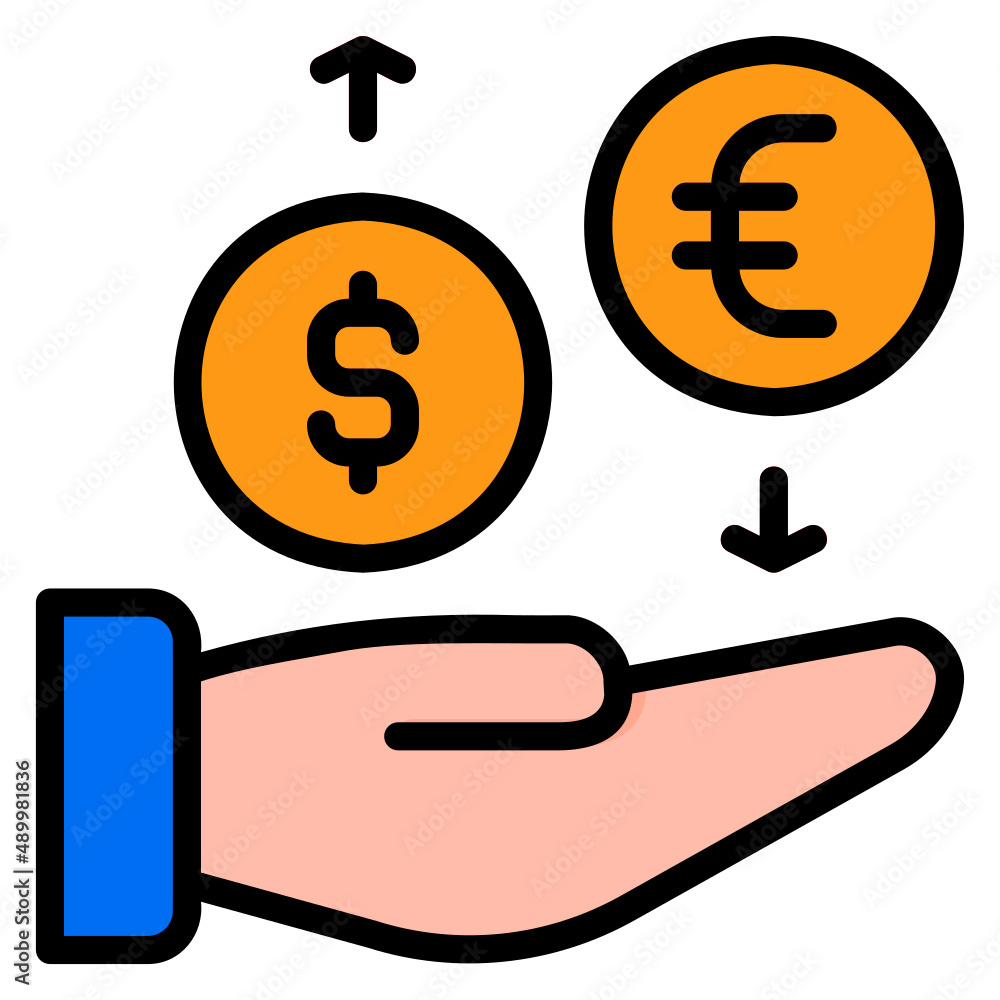 money exchange dollar and euro filled line color icon. Can be used for digital product, presentation, print design and more. money exchange dollar and euro filled line color icon. Can be used for digital product, presentation, print design and more.
