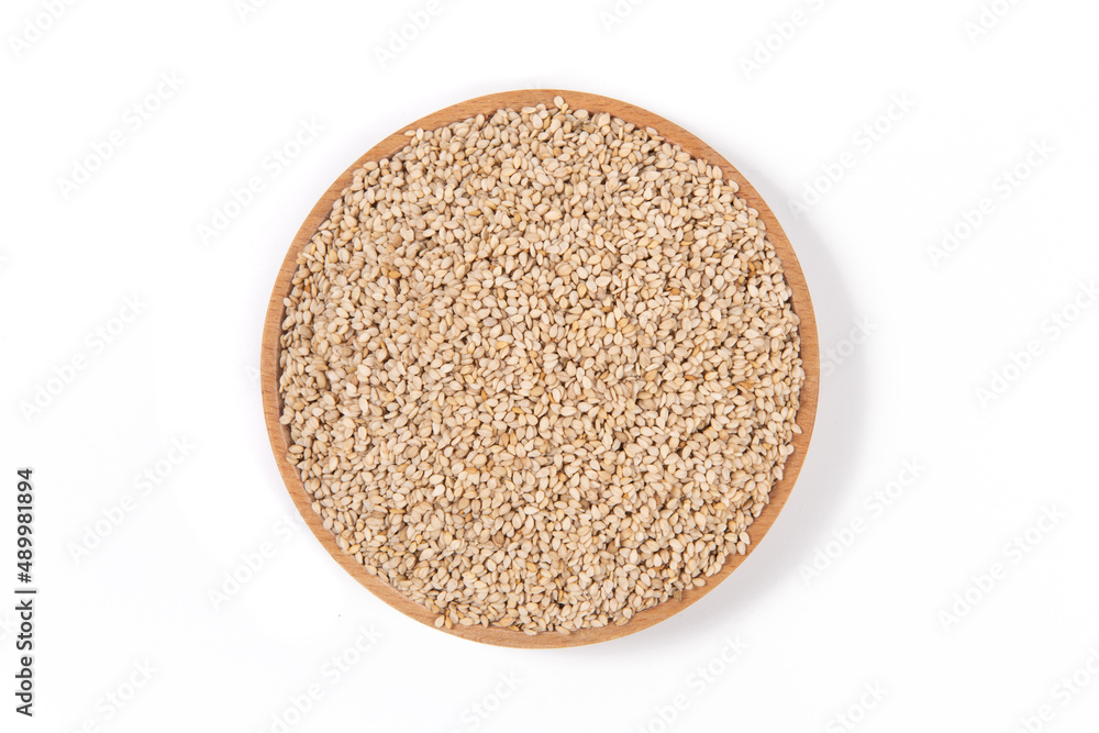 sesame seeds in plate isolated on white background sesame seeds in plate isolated on white background