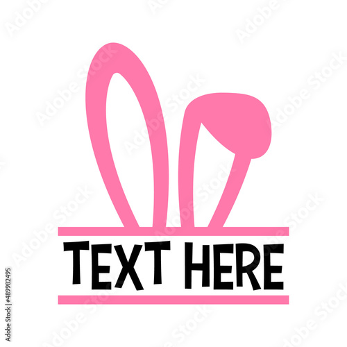 Vector Pink Bunny Ears Name Frame