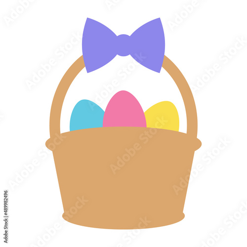 Vector Easter Egg Basket Flat Illustration