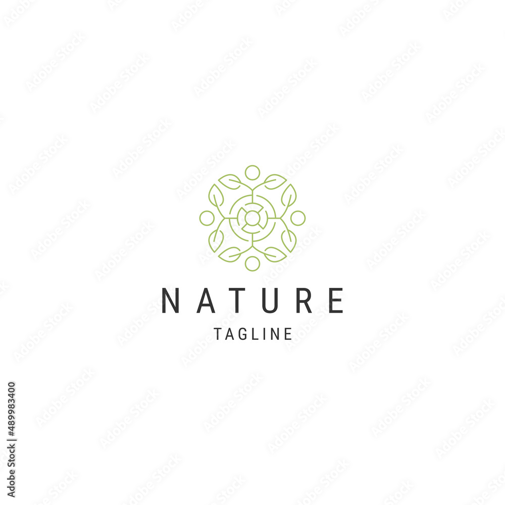 Nature leaf line logo icon design template flat vector Nature leaf line logo icon design template flat vector