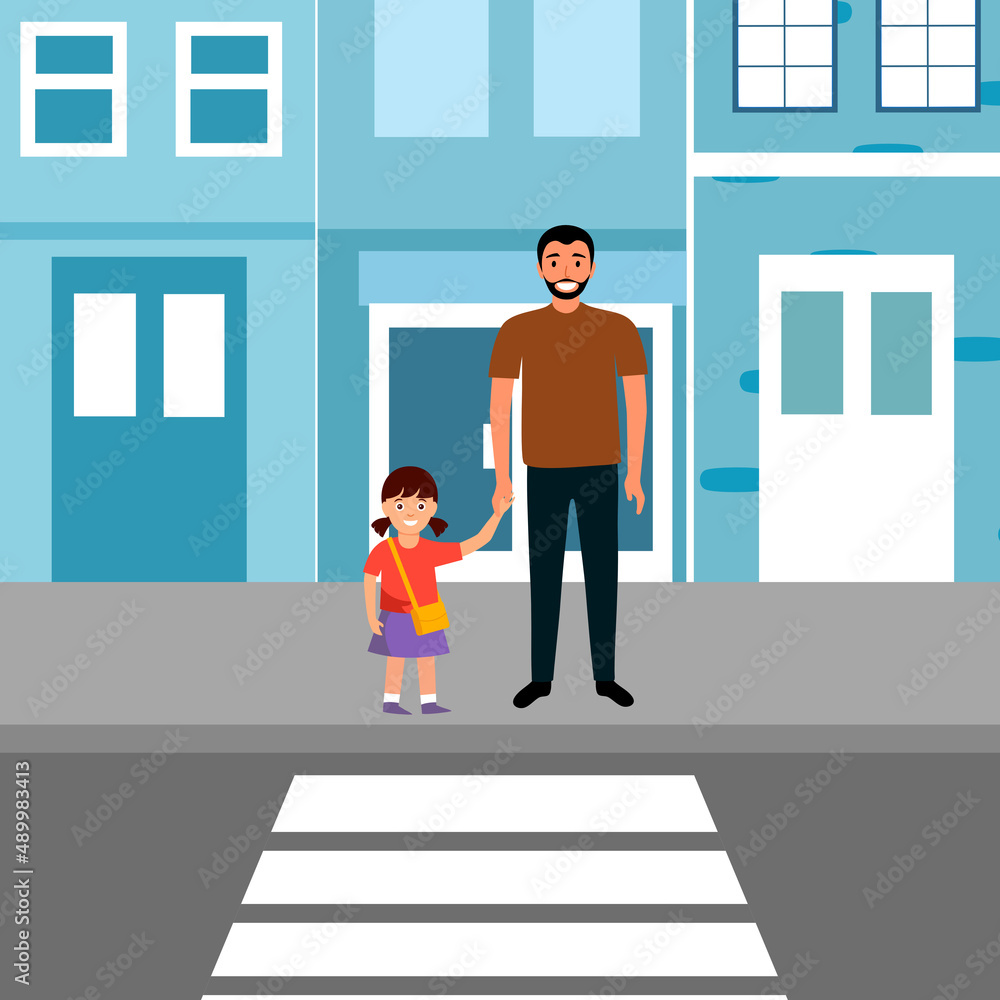 Kids Crossing Road Stock Illustrations – 741 Kids Crossing Road