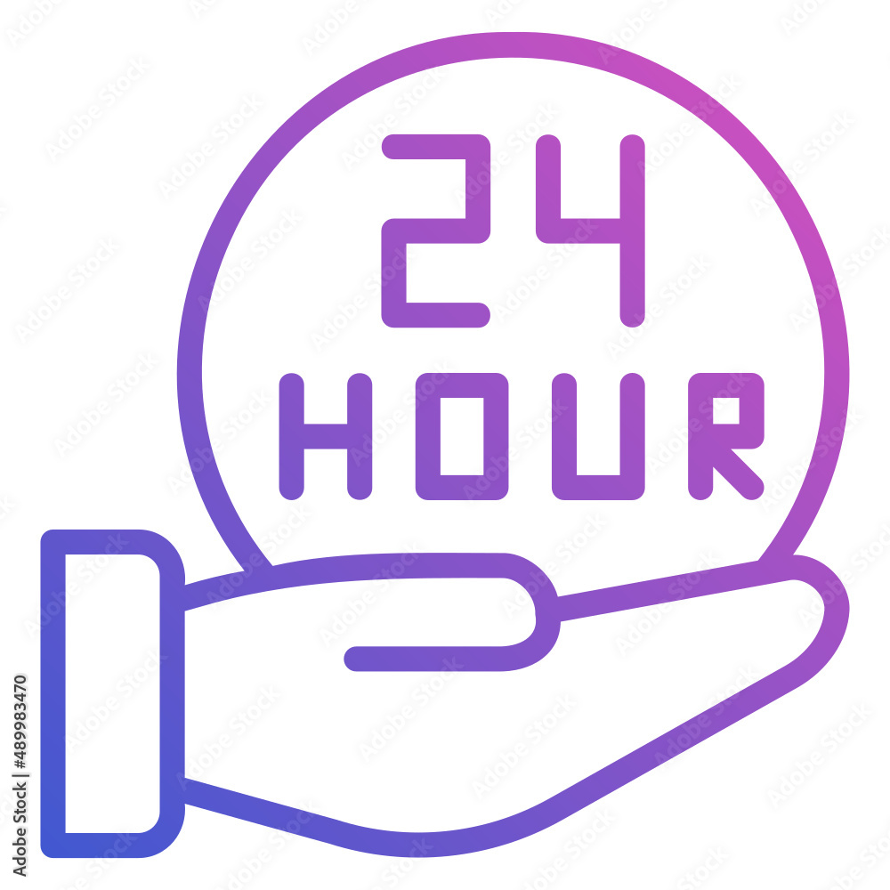 24 hours service support line gradient icon. Can be used for digital product, presentation, print design and more. 24 hours service support line gradient icon. Can be used for digital product, presentation, print design and more.