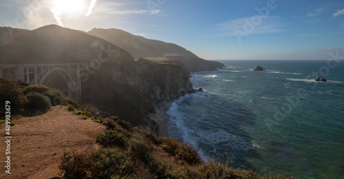 Morning view of Bixby Creek Bridge for the Pacific Coast Highway at Big Sur on the central coast of California United States
