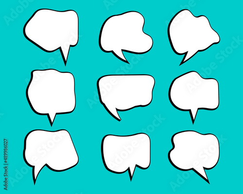 Comic speech bubble set. cartoon empty text box clouds. different shapes abstract icon flat blank bubbles