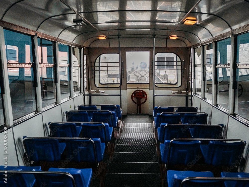 Fototapeta premium Nature, sights, architecture and life of the city of Vladivostok. Inside the funicular