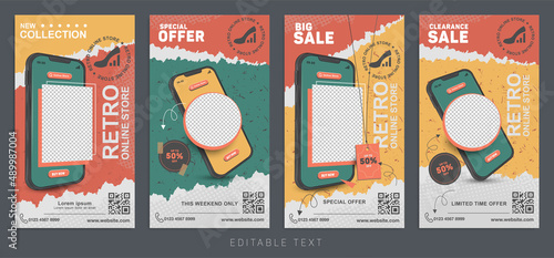 Retro fashion online shopping sale Instagram post concept