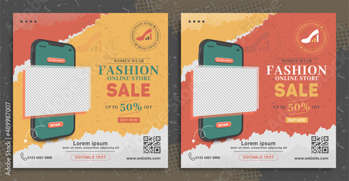 Retro fashion online store promotion for social media post banner