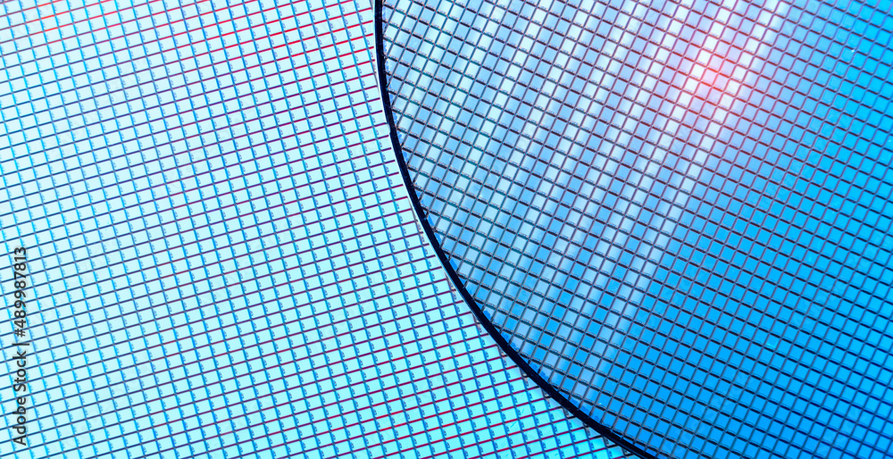 colorful Semiconductor wafer disk made of silicon - obrazy, fototapety, plakaty 