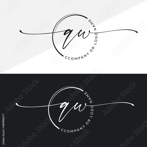 QW Initial handwriting signature logo, initial signature, elegant logo design vector template. 