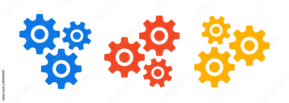 Settings icon set. Group of gear icon vector illustration. Settings icon set. Group of gear icon vector illustration.