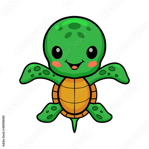 Cute little turtle cartoon posing