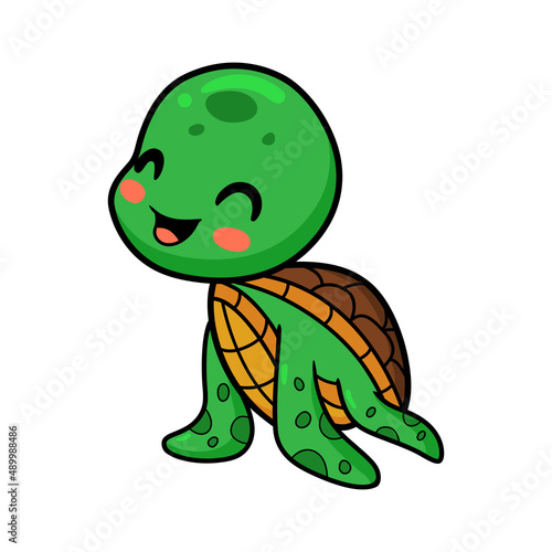 Cute little turtle cartoon sitting