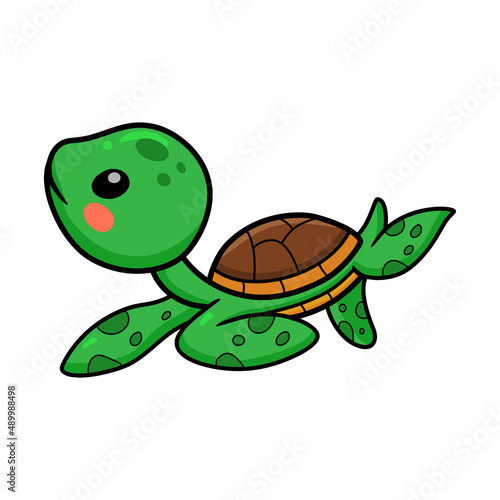 Cute little turtle cartoon swimming
