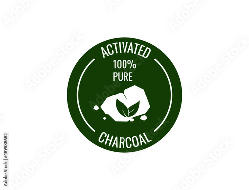 activated 100% pure charcoal icon, logo vector illustration 