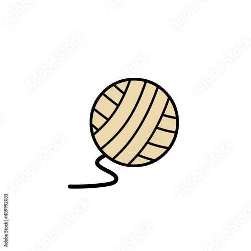 Ball of wool threads. Device for knitting and hobbies. Cartoon outline illustration. Hand made product