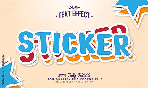 Sticker Papper Colors Editable Modern Text Effect Vector Files