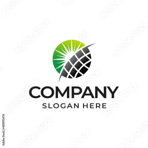 Energy solar panel logo design template