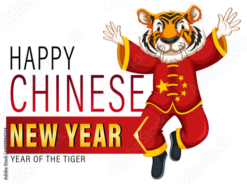 Happy Chinese New Year poster design with tiger