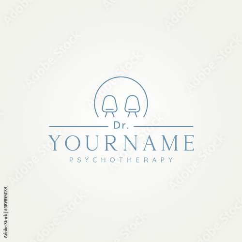 psychotherapy simple line art logo template vector illustration design. minimalist psychology, mental health, psychoanalysis icon logo concept
