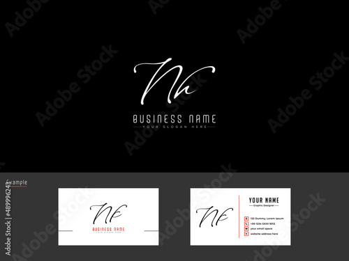 Signature NH Logo, Monogram Nh n&h Logo Letter Vector and Business Card photo