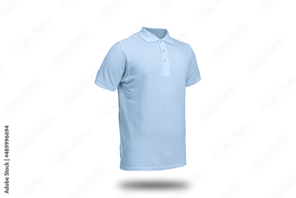 Baby blue polo shirt with ghost model concept floating in plain ...
