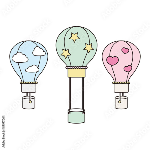 Balloon　カラフルで可愛い気球のイラストセット