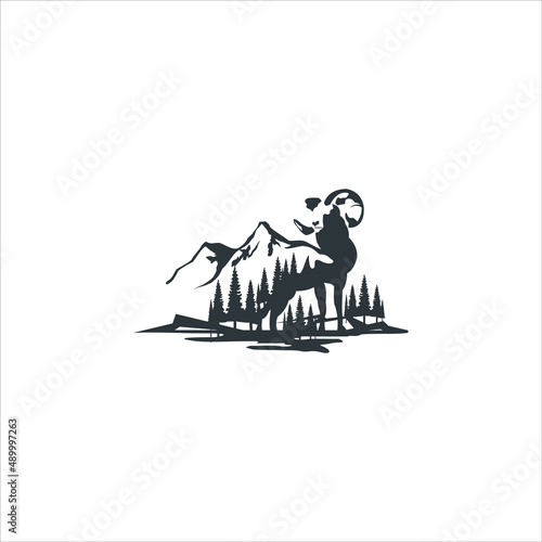 Goat adventure , mountain goat logo design vector, stock image 