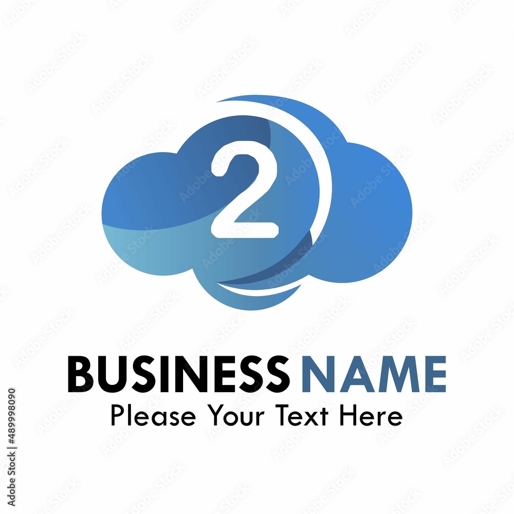 Number 2 with cloud logo template illustration Number 2 with cloud logo template illustration