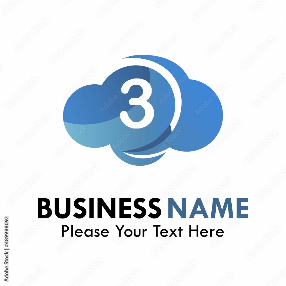 Obraz premium Number 3 with cloud logo template illustration