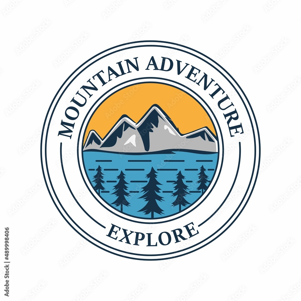 Mountain adventure badge logo template illustration Mountain adventure badge logo template illustration