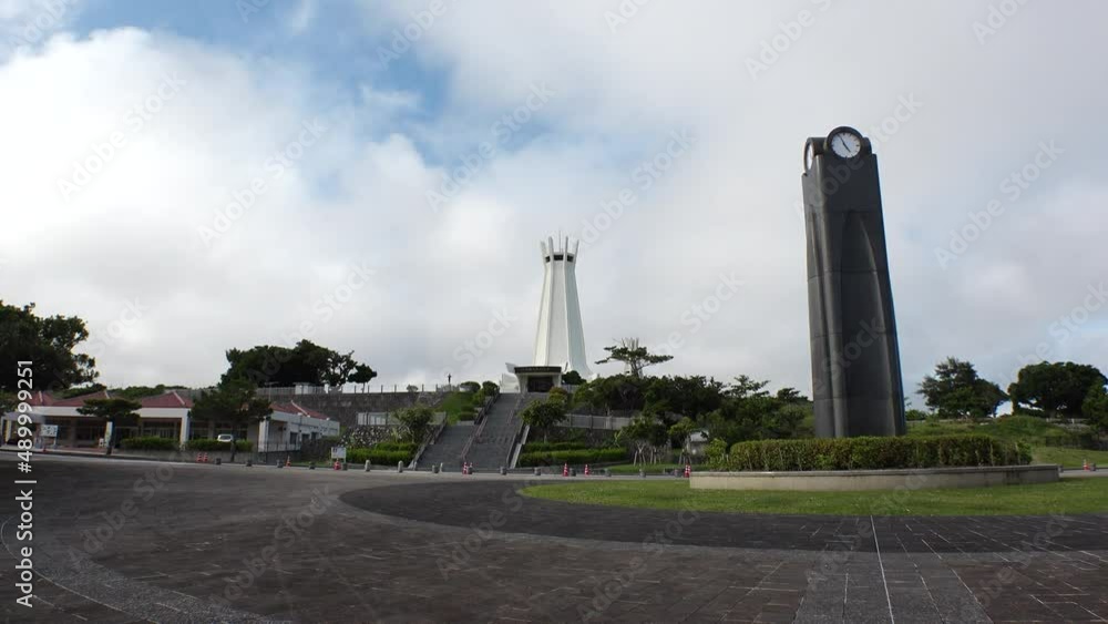 ITOMAN CITY, OKINAWA, JAPAN - AUG 2021 : View of Peace memorial park.