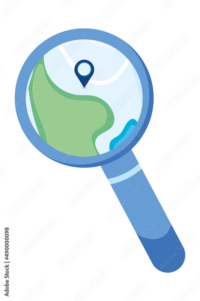 magnifying glass with map magnifying glass with map
