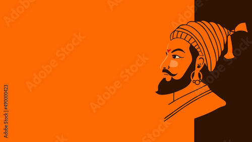 shivaji maharaj jayanti (chatrapati shivaji) illustrations.Designer template with Shivaji maharaj side face for banner photo