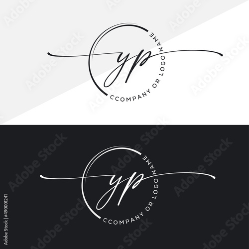 Yp Initial handwriting signature logo, initial signature, elegant logo design
vector template.
 photo