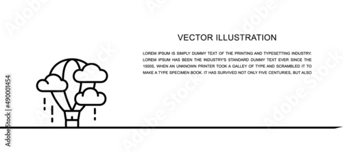 Vector air balloon, aerostat, dirigible one line icon. Continuous one line