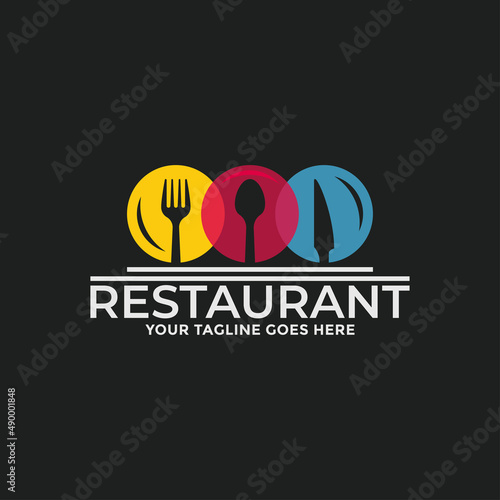 Restaurant logo icon vector template. Simple restaurant logo design with a knife, spoon and fork symbol but looks elegant.