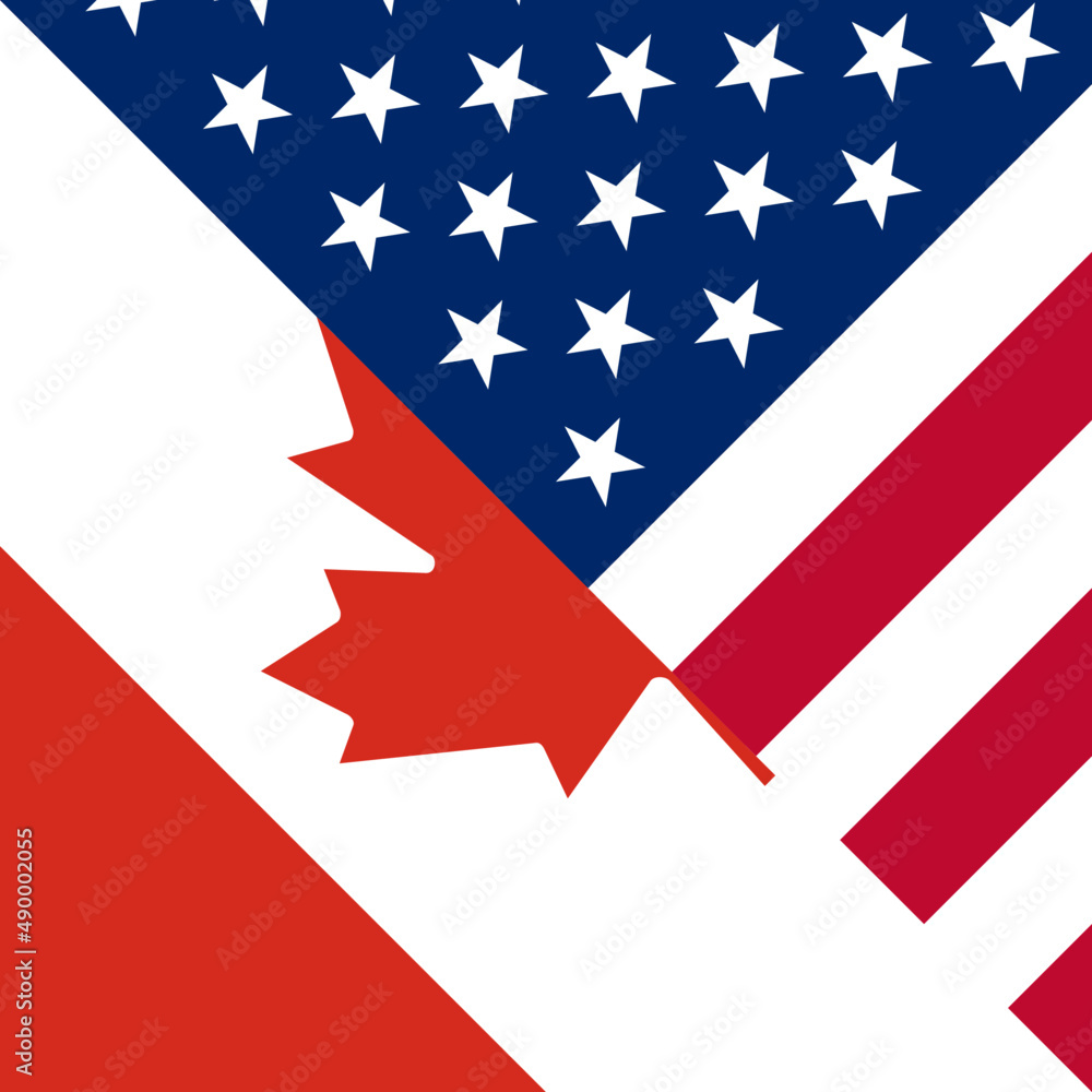 harmony icon of canada and usa flags. vector illustration 	