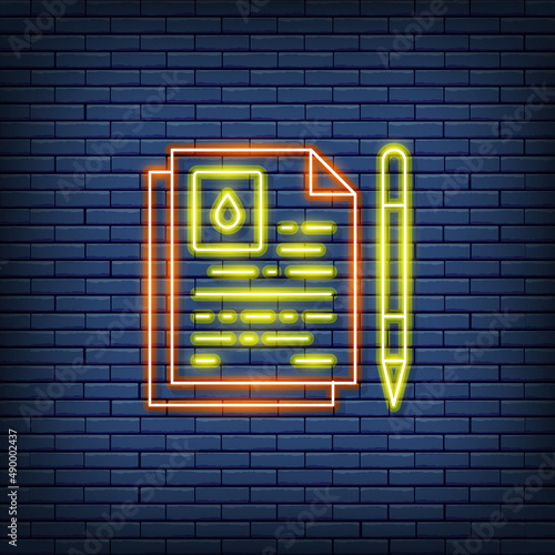 Vector oil contract, water agreement neon sign.