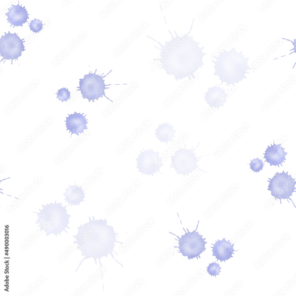 Watercolor seamless pattern with blue splashes isolated on a white background. Watercolor seamless pattern with blue splashes isolated on a white background.