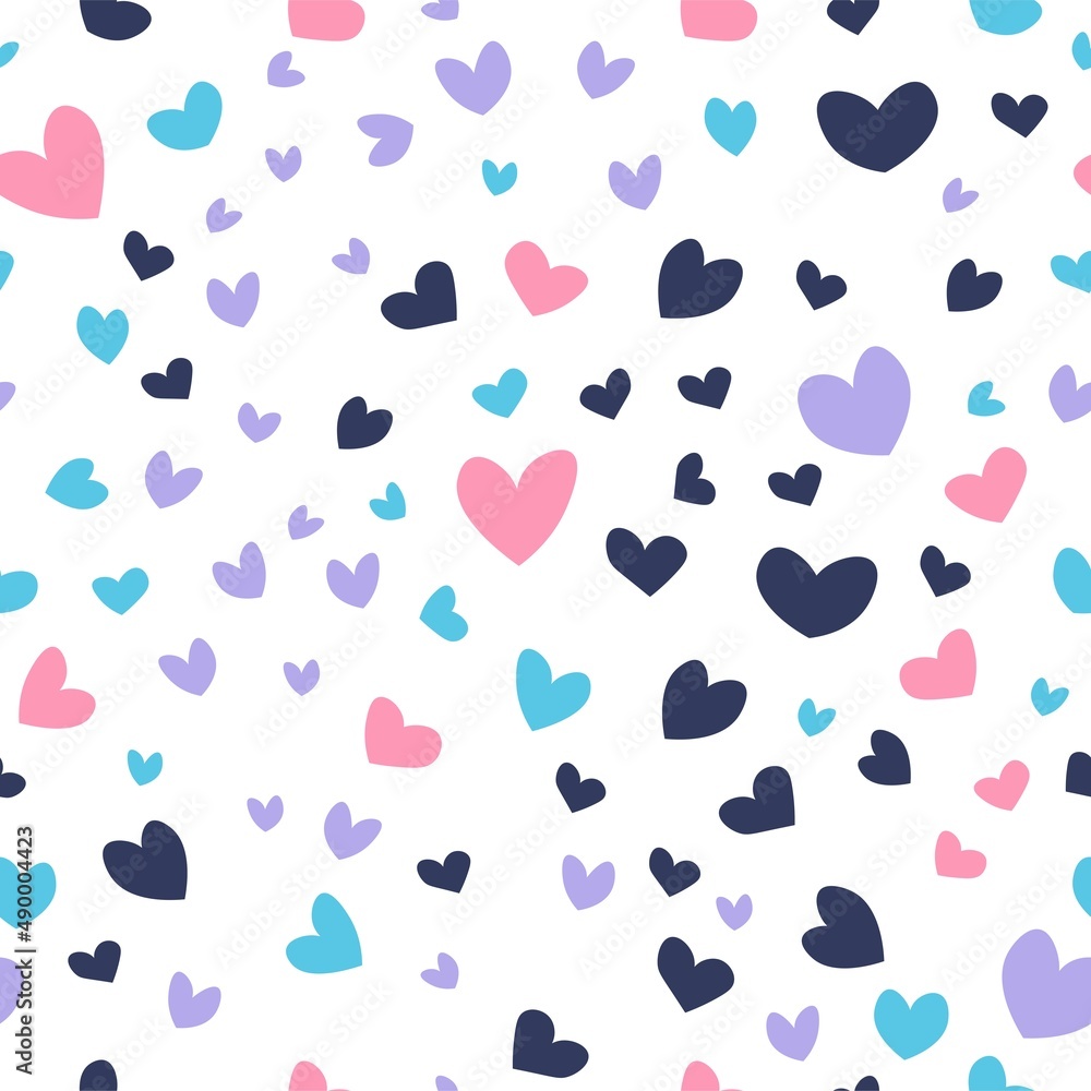 Heart confetti or paper cutouts seamless pattern
