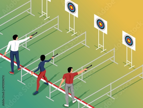 Isometric Shooting Range Composition